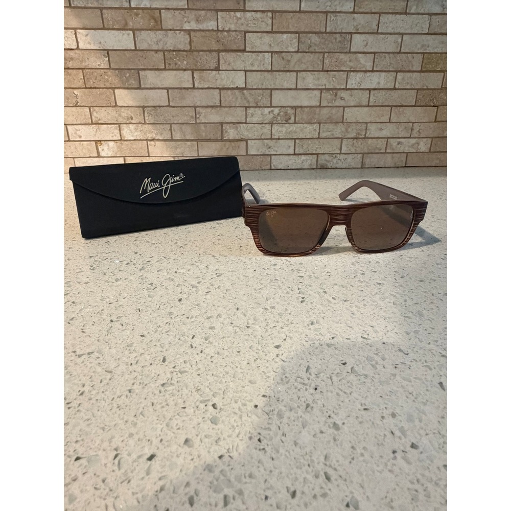 Maui Jim Keahi Sunglasses MJ 873-10 Matte Woodgrain HCL Bronze Glass Lens 56mm